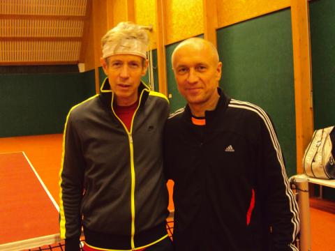 Vítězný Martin Berdych se stejně úspěšným Radkem Kusákem (Foto: Agentura Čada)