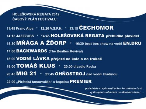 Časový plán Holešovské Regaty 2012 (Foto: www.holesovskaregata.cz)