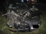 Srážka Audi s vlakem v Huslenkách (Foto: HZS Zlínského kraje)