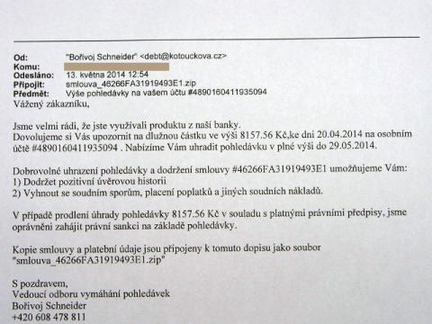 Podvodný e-mail (Foto: PČR Kroměříž)