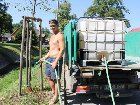 Tomáš Mrlina zachraňuje stromky v Liptále (Foto: Zlin.cz)