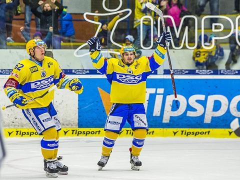 Petr Holík se raduje z rozhodující branky v prodloužení (Foto: HC PSG Zlín)