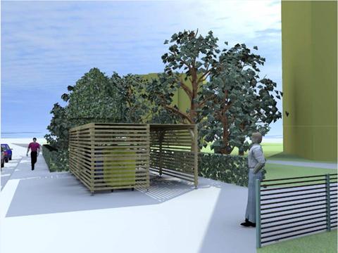 Studentský návrh přístřešků na kontejnery, autor Adam Vrána (foto: město Valašské Klobouky)