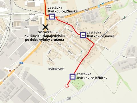 Výluková trasa linky 55k (Foto: DSZO)