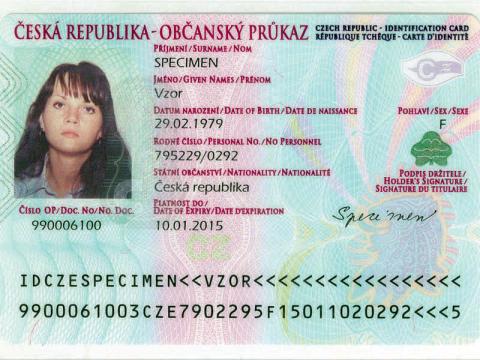 Vzor občanského průkazu (Foto: www.mvcr.cz)