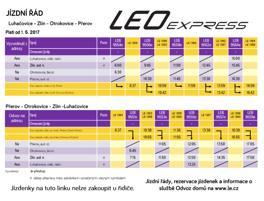 Jízdní řád LE